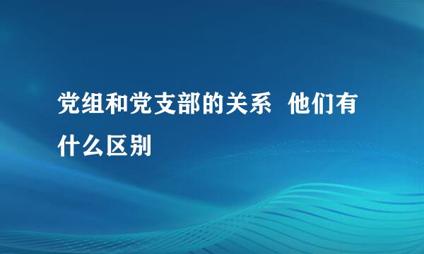 党组和党支部的关系 他们有什么区别