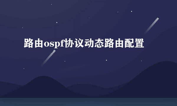 路由ospf协议动态路由配置