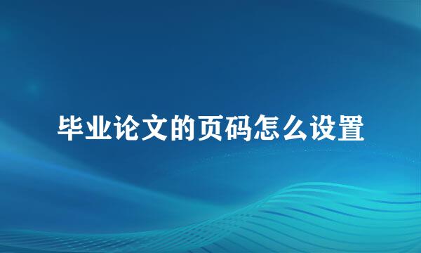 毕业论文的页码怎么设置
