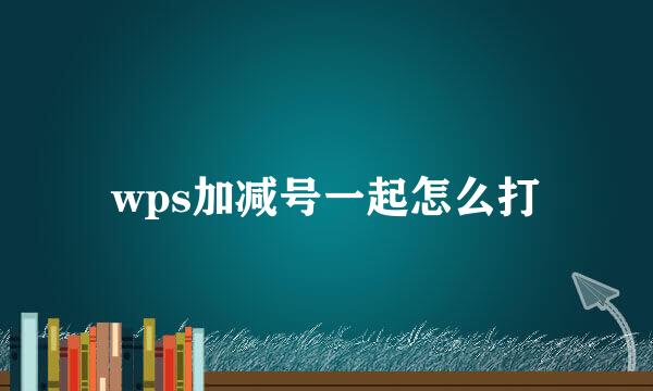 wps加减号一起怎么打