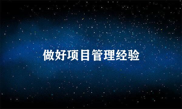 做好项目管理经验