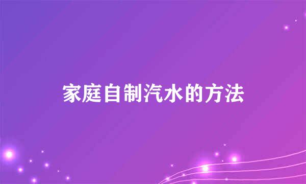 家庭自制汽水的方法