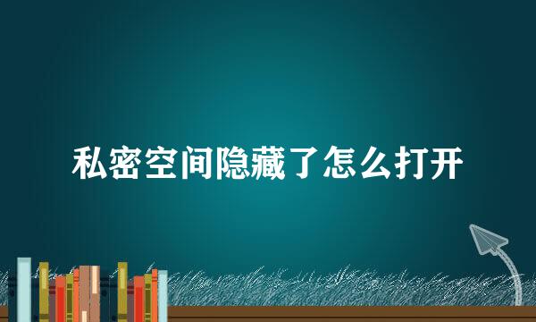 私密空间隐藏了怎么打开
