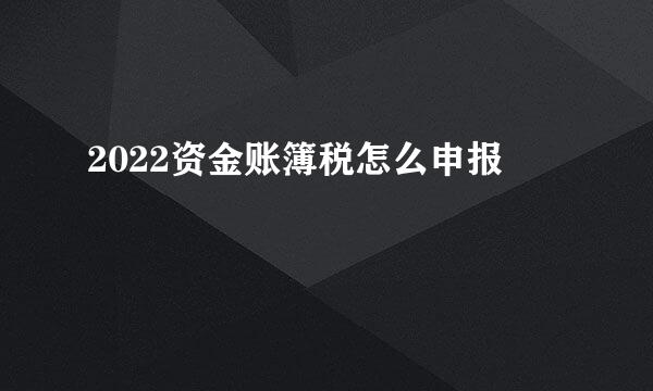 2022资金账簿税怎么申报
