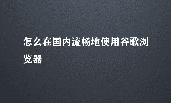 怎么在国内流畅地使用谷歌浏览器