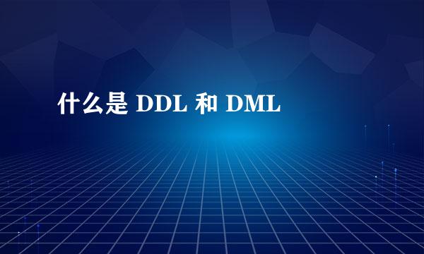 什么是 DDL 和 DML