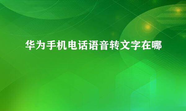 华为手机电话语音转文字在哪