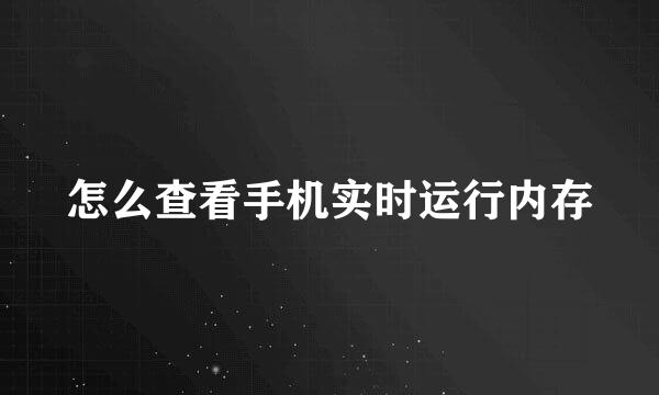 怎么查看手机实时运行内存