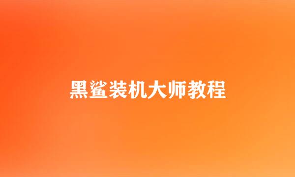 黑鲨装机大师教程