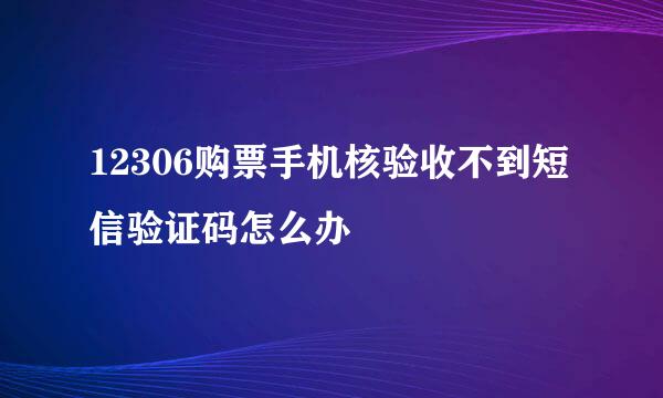 12306购票手机核验收不到短信验证码怎么办
