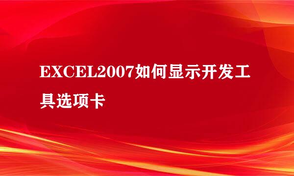 EXCEL2007如何显示开发工具选项卡