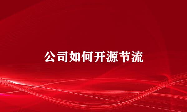 公司如何开源节流