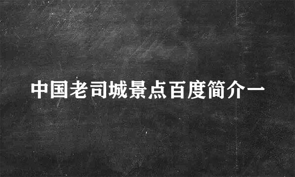 中国老司城景点百度简介一