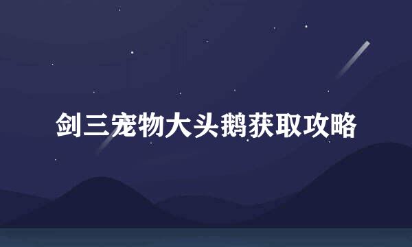 剑三宠物大头鹅获取攻略
