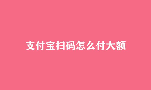 支付宝扫码怎么付大额