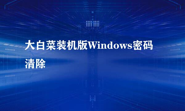 大白菜装机版Windows密码清除