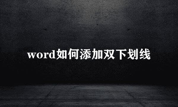 word如何添加双下划线