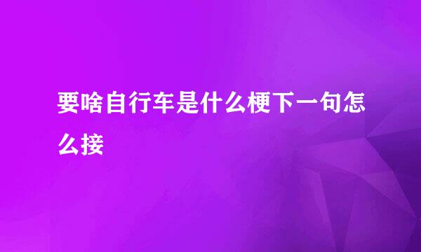 要啥自行车是什么梗下一句怎么接