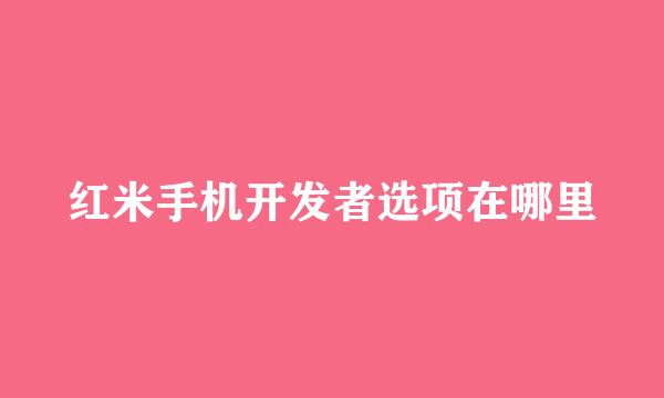 红米手机开发者选项在哪里