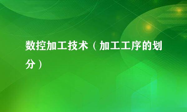 数控加工技术（加工工序的划分）