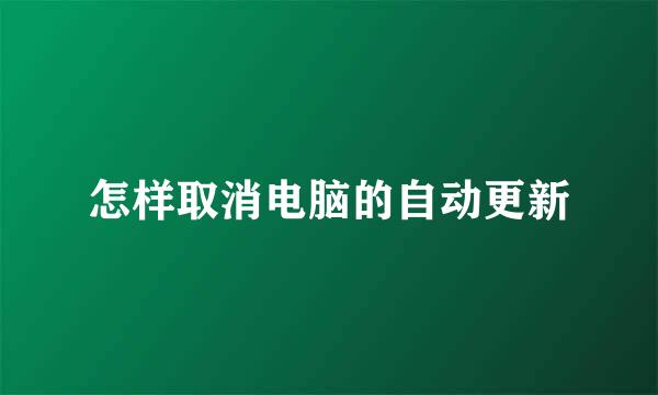 怎样取消电脑的自动更新