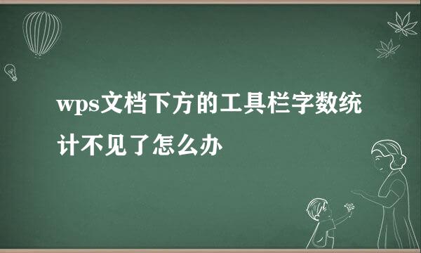 wps文档下方的工具栏字数统计不见了怎么办