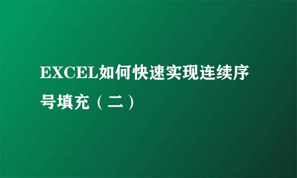 EXCEL如何快速实现连续序号填充(二)