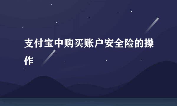 支付宝中购买账户安全险的操作