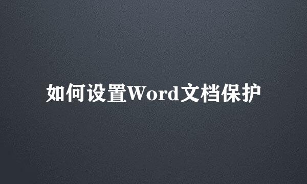 如何设置Word文档保护