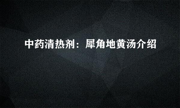 中药清热剂：犀角地黄汤介绍