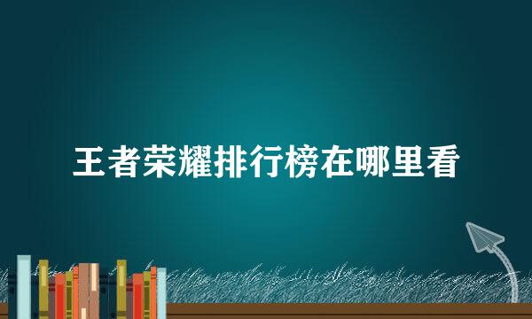 王者荣耀排行榜在哪里看