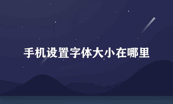 手机设置字体大小在哪里