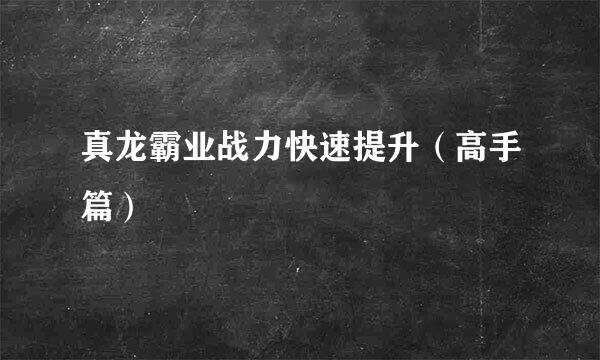 真龙霸业战力快速提升（高手篇）