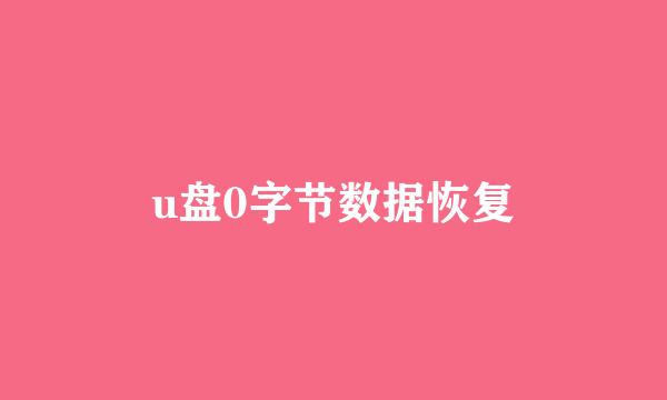 u盘0字节数据恢复
