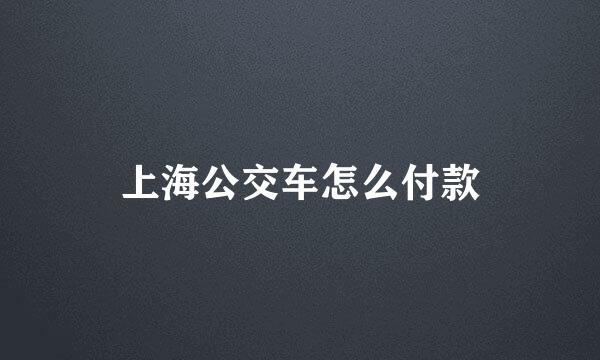 上海公交车怎么付款