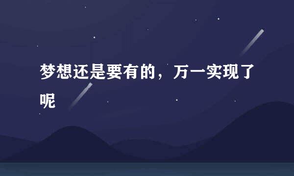 梦想还是要有的，万一实现了呢