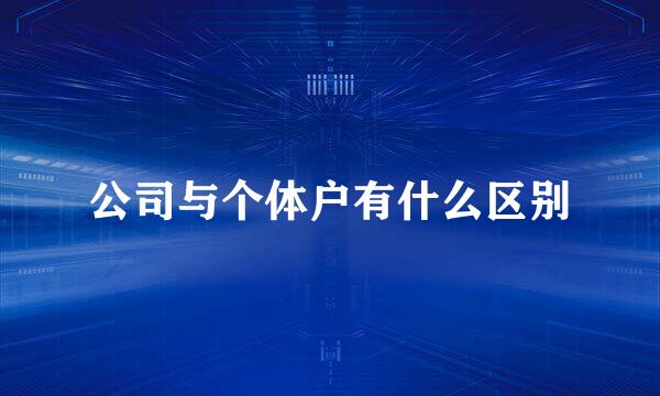 公司与个体户有什么区别