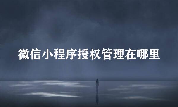 微信小程序授权管理在哪里