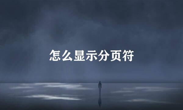 怎么显示分页符