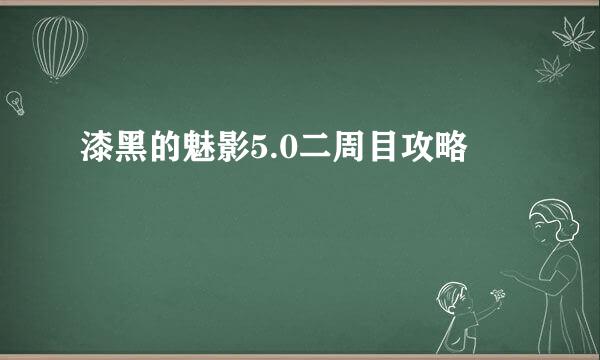 漆黑的魅影5.0二周目攻略