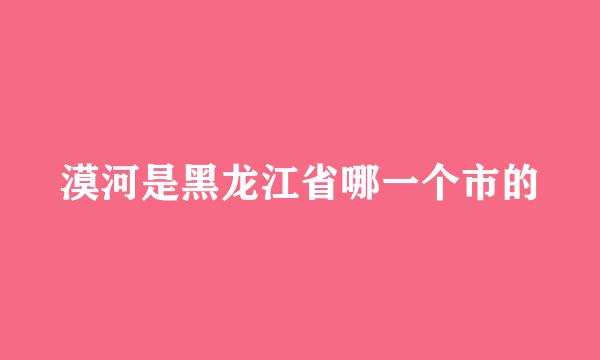 漠河是黑龙江省哪一个市的
