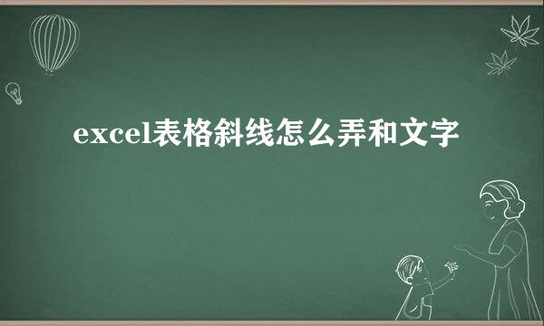 excel表格斜线怎么弄和文字
