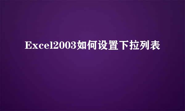 Excel2003如何设置下拉列表