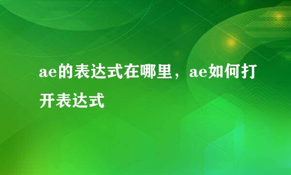 ae的表达式在哪里，ae如何打开表达式