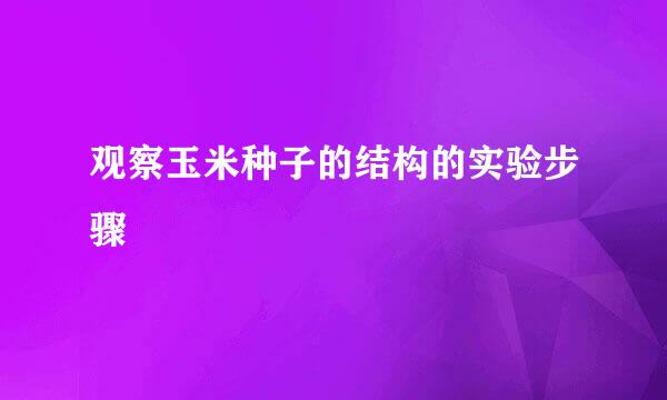 观察玉米种子的结构的实验步骤