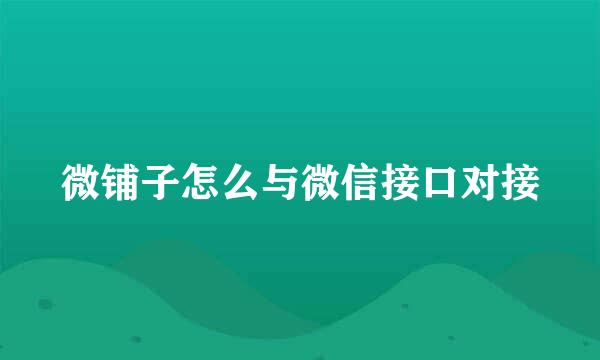 微铺子怎么与微信接口对接