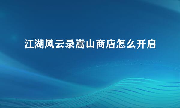 江湖风云录嵩山商店怎么开启