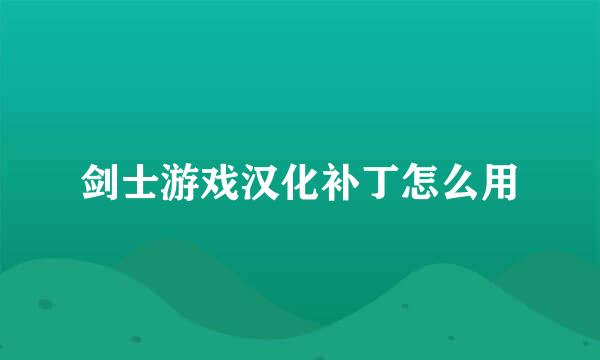 剑士游戏汉化补丁怎么用