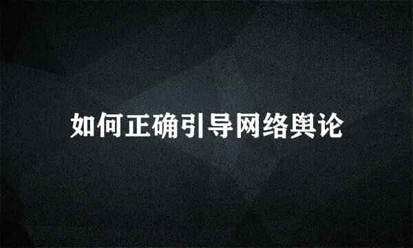 如何正确引导网络舆论