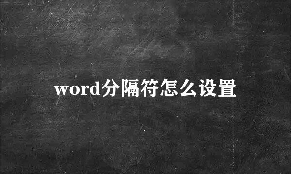word分隔符怎么设置